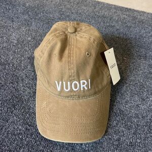 Vuori Logo Baseball Cap in Khaki with White Embroidery